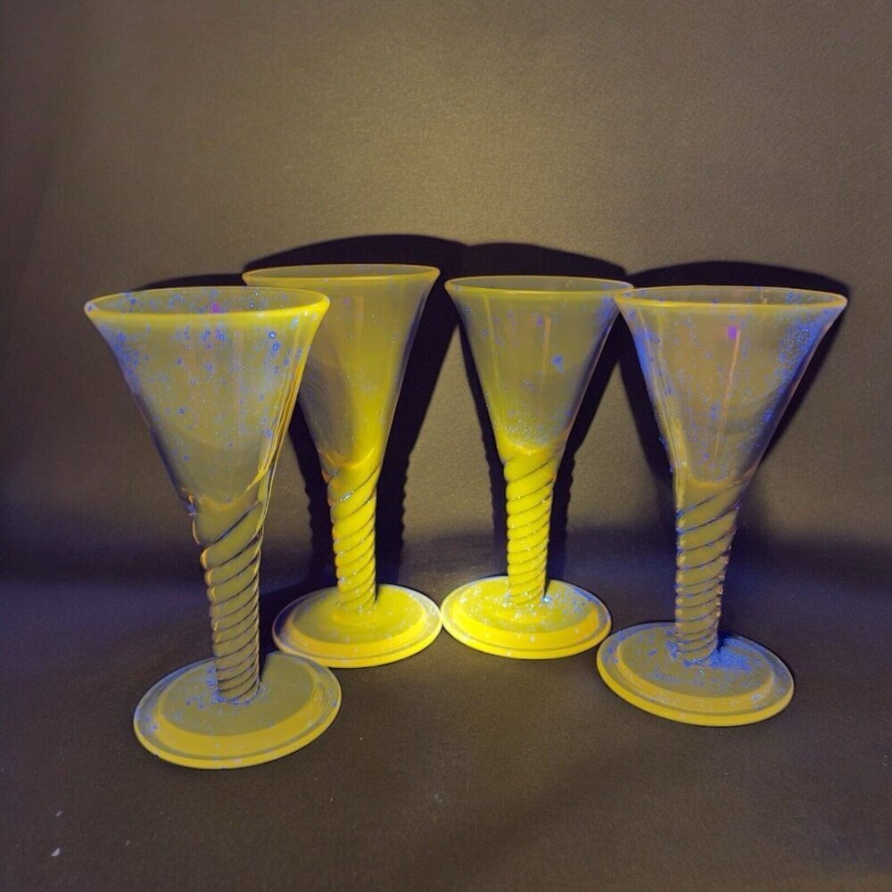 SIMON GATE Smokey Amber Goblet Glasses Spiral Stems Sandvik Orrefors 1920s Set 4 - Picture 5 of 16